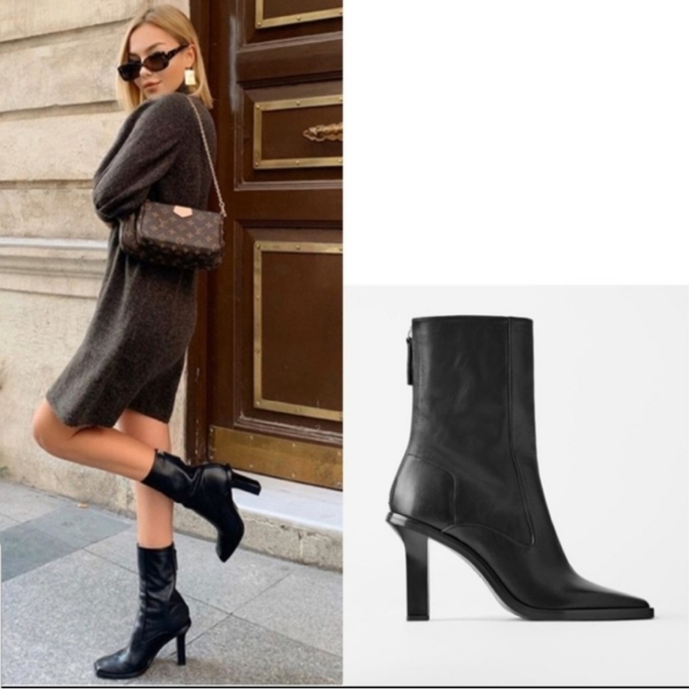 Zara heels square toe ankle boots